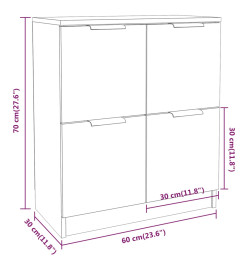 Buffets 2 pcs Chêne fumé 60x30x70 cm Bois d'ingénierie