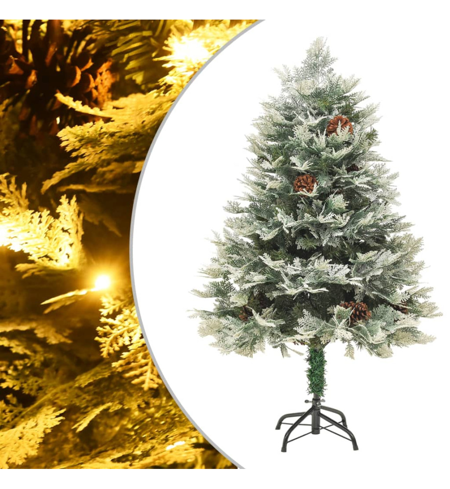 Sapin de Noël avec LED et pommes de pin Vert 120 cm PVC et PE