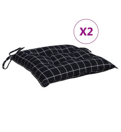 Coussins de chaise 2 pcs carreaux noir 50x50x7 cm tissu oxford