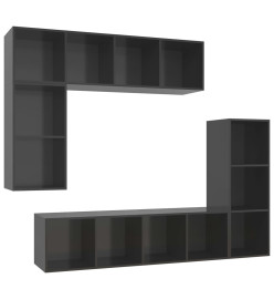 Ensemble de meubles TV 4 pcs Gris brillant Bois d'ingénierie