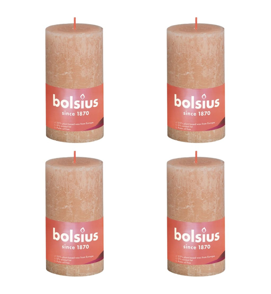 Bolsius Bougies pilier rustiques Shine 4 pcs 130x68 mm Rose brumeux