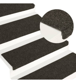 Tapis d'escalier 15 pcs Tissu aiguilleté 65x21x4 cm Gris