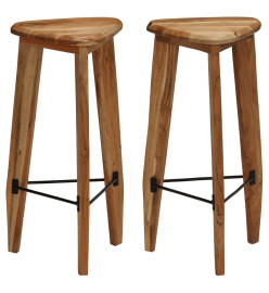 Tabourets de bar lot de 2 bois d'acacia massif