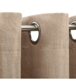 Rideaux occultants Aspect lin avec œillets 2pcs Beige 140x225cm