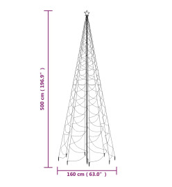 Arbre de Noël avec poteau en métal 1400 LED bleues 5 m