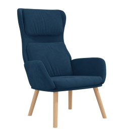 Chaise de relaxation avec tabouret Bleu Velours