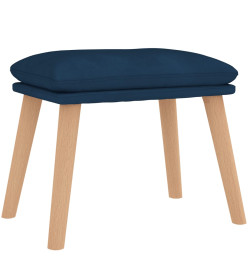 Chaise de relaxation avec tabouret Bleu Velours