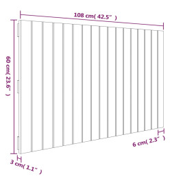 Tête de lit murale Blanc 108x3x60 cm Bois massif de pin