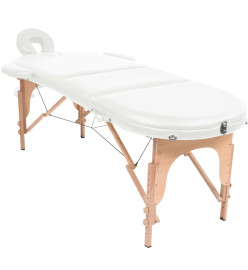 Table de massage pliable 4 cm d'épaisseur et 2 traversins Blanc