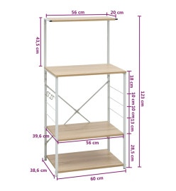 Armoire à micro-ondes Blanc et chêne 60x39,6x123 cm Aggloméré