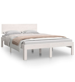 Cadre de lit blanc 120x190 cm petit double bois massif de pin