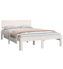 Cadre de lit blanc 120x190 cm petit double bois massif de pin
