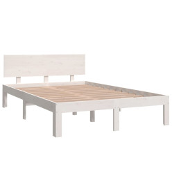 Cadre de lit blanc 120x190 cm petit double bois massif de pin