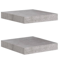 Étagères murales flottantes 2 pcs Gris béton 23x23,5x3,8 cm MDF