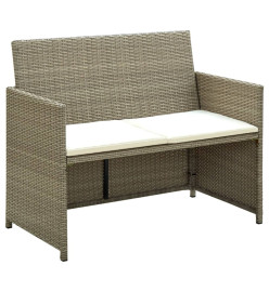 Salon de jardin 4 pcs avec coussins Beige Résine tressée