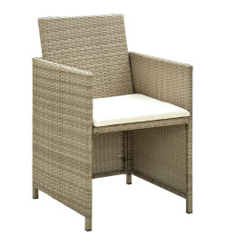 Salon de jardin 4 pcs avec coussins Beige Résine tressée