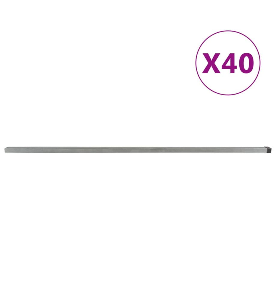 Poteaux de clôture de jardin 40 pcs argenté 260 cm acier