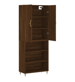 Buffet haut Chêne marron 69,5x34x180 cm Bois d'ingénierie