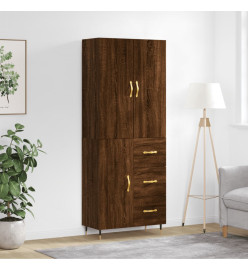 Buffet haut Chêne marron 69,5x34x180 cm Bois d'ingénierie