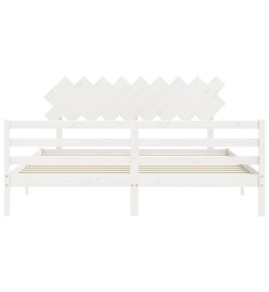Cadre de lit avec tête de lit blanc Super King bois massif