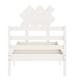 Cadre de lit avec tête de lit blanc 90x200 cm bois massif