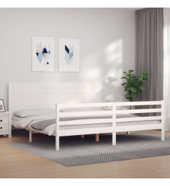 Cadre de lit avec tête de lit blanc 200x200 cm bois massif