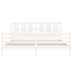 Cadre de lit avec tête de lit blanc Super King bois massif