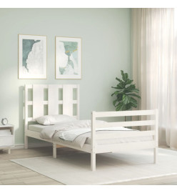 Cadre de lit et tête de lit blanc 100x200 cm bois massif