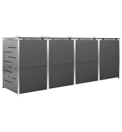 Abri pour quatre poubelles 276,5x77,5x115,5 cm Inox