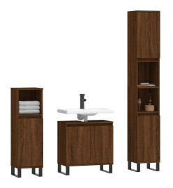 Ensemble de meubles de salle de bain 3 pcs Chêne marron