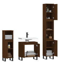 Ensemble de meubles de salle de bain 3 pcs Chêne marron