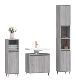 Ensemble de meubles de salle de bain 3 pcs Sonoma gris