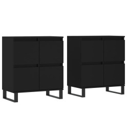 Buffets 2 pcs noir bois d'ingénierie