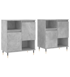 Buffets 2 pcs gris béton bois d'ingénierie