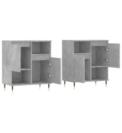 Buffets 2 pcs gris béton bois d'ingénierie