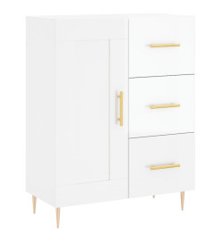 Buffet haut Blanc brillant 69,5x34x180 cm Bois d'ingénierie