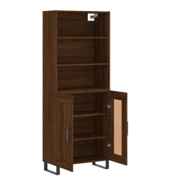 Buffet haut Chêne marron 69,5x34x180 cm Bois d'ingénierie