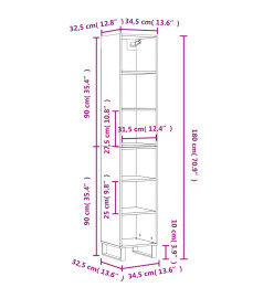 Buffet haut Sonoma gris 34,5x32,5x180 cm Bois d'ingénierie