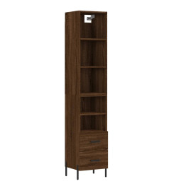 Buffet haut Chêne marron 34,5x34x180 cm Bois d'ingénierie