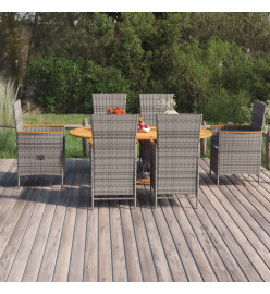 Ensemble de salle à manger de jardin 7 pcs Résine tressée Gris