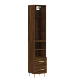 Buffet haut Chêne marron 34,5x34x180 cm Bois d'ingénierie