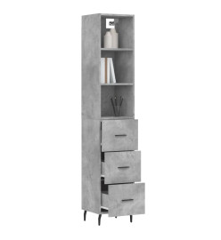 Buffet haut Gris béton 34,5x34x180 cm Bois d'ingénierie