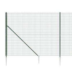 Clôture en treillis métallique et piquet d'ancrage vert 1,4x25m