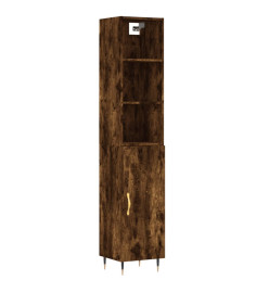 Buffet haut Chêne fumé 34,5x34x180 cm Bois d'ingénierie