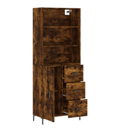 Buffet haut Chêne fumé 69,5x34x180 cm Bois d'ingénierie