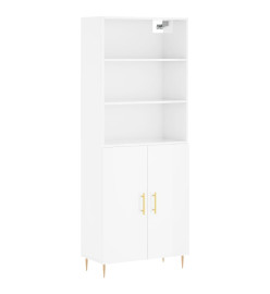 Buffet haut Blanc brillant 69,5x34x180 cm Bois d'ingénierie