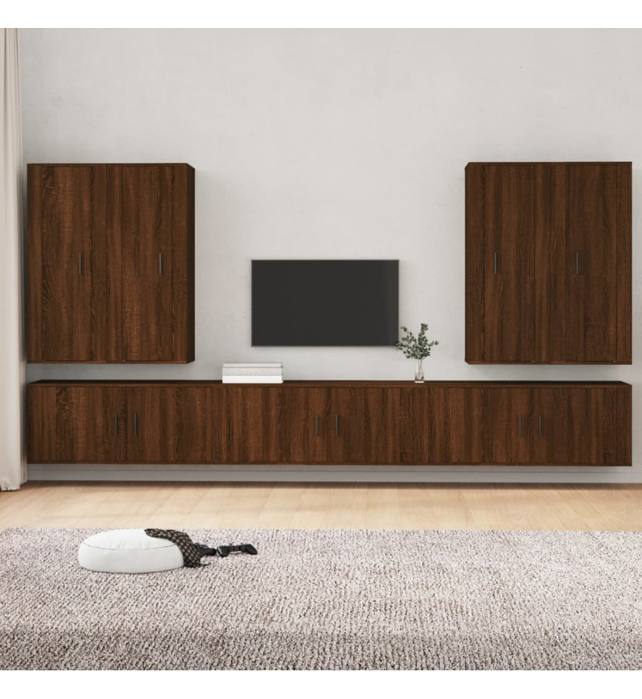 Ensemble de meubles TV 7 pcs Chêne marron Bois d'ingénierie