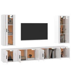 Ensemble de meubles TV 6 pcs Blanc brillant Bois d'ingénierie