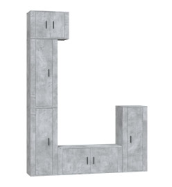 Ensemble de meubles TV 5 pcs Gris béton Bois d'ingénierie