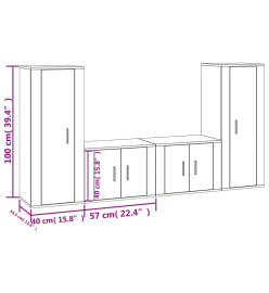 Ensemble de meubles TV 4 pcs Chêne marron Bois d'ingénierie